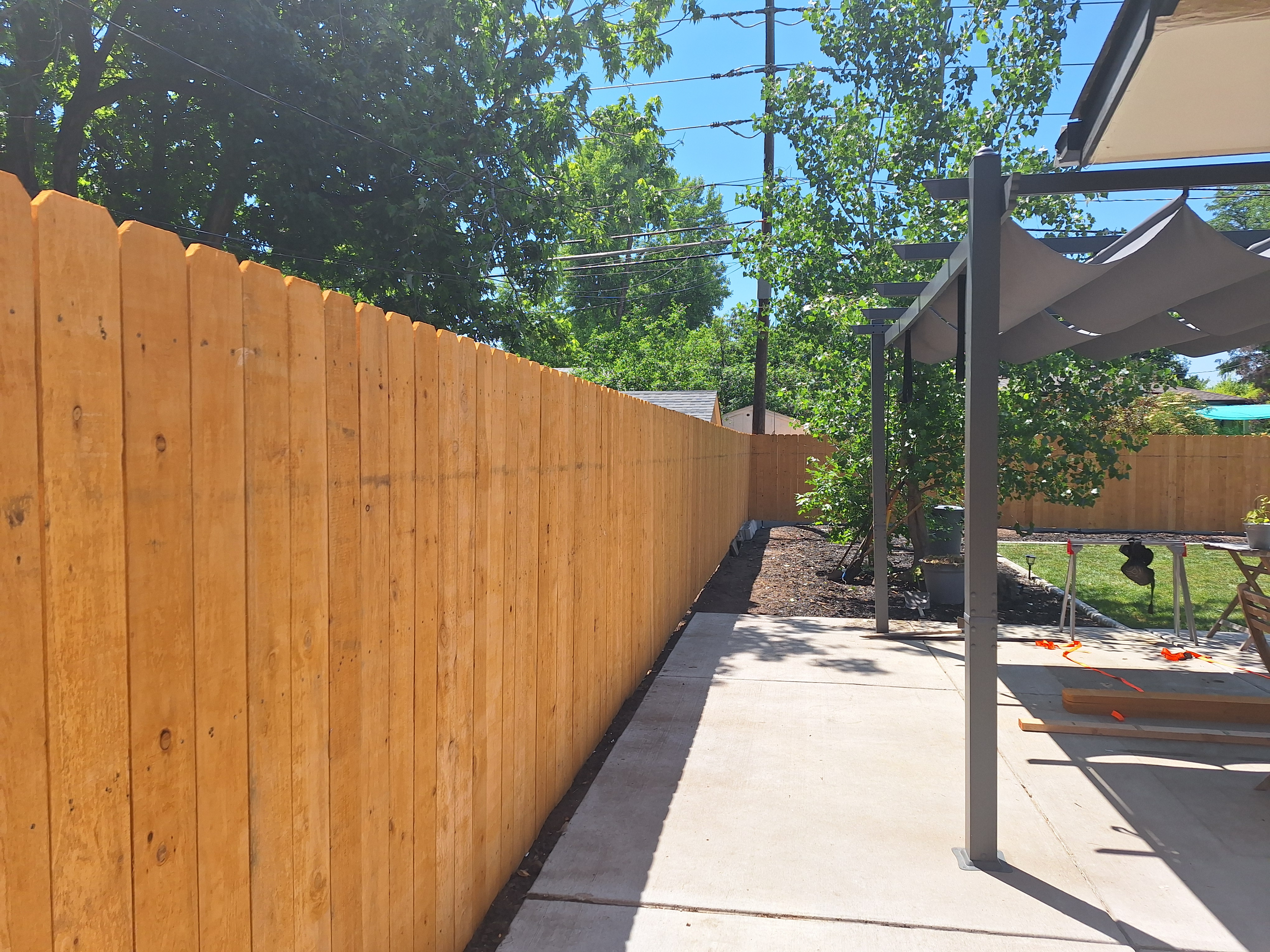 Newly built cedar privacy fence on a DFW property