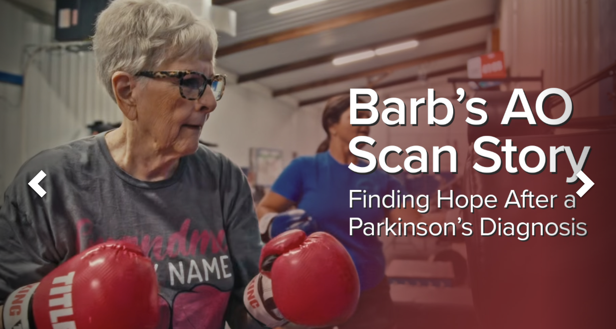 Barb's AO Scan story video thumbnail — finding hope after a Parkinson's diagnosis
