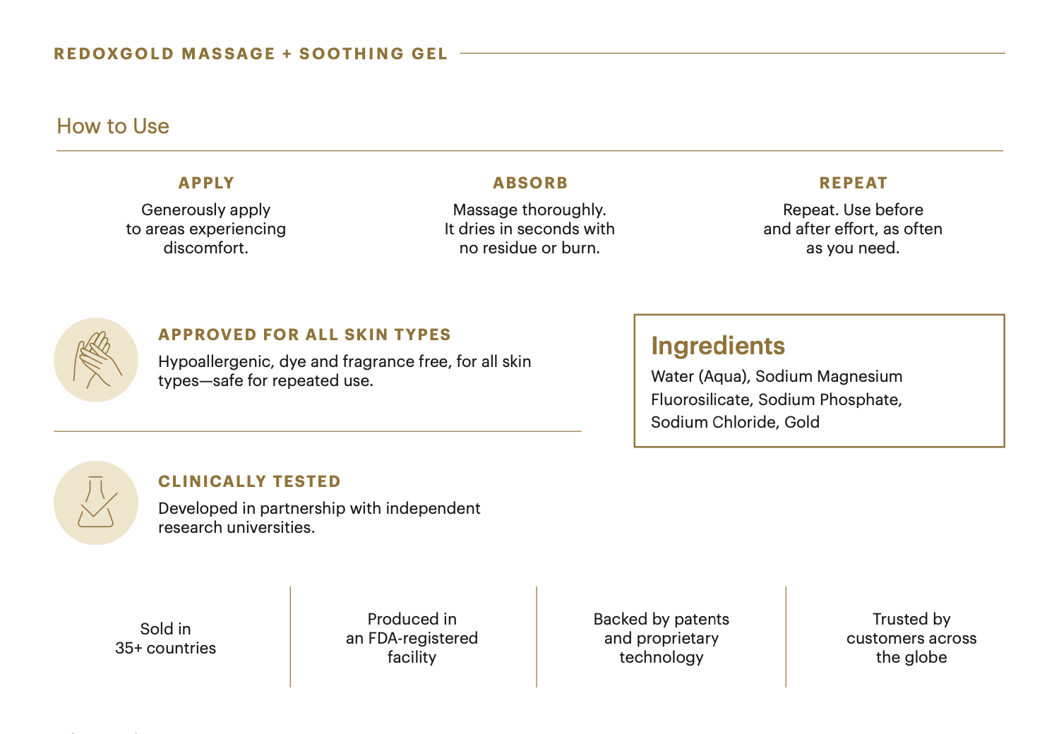 REDOXGold how to use, skin compatibility, and ingredients
