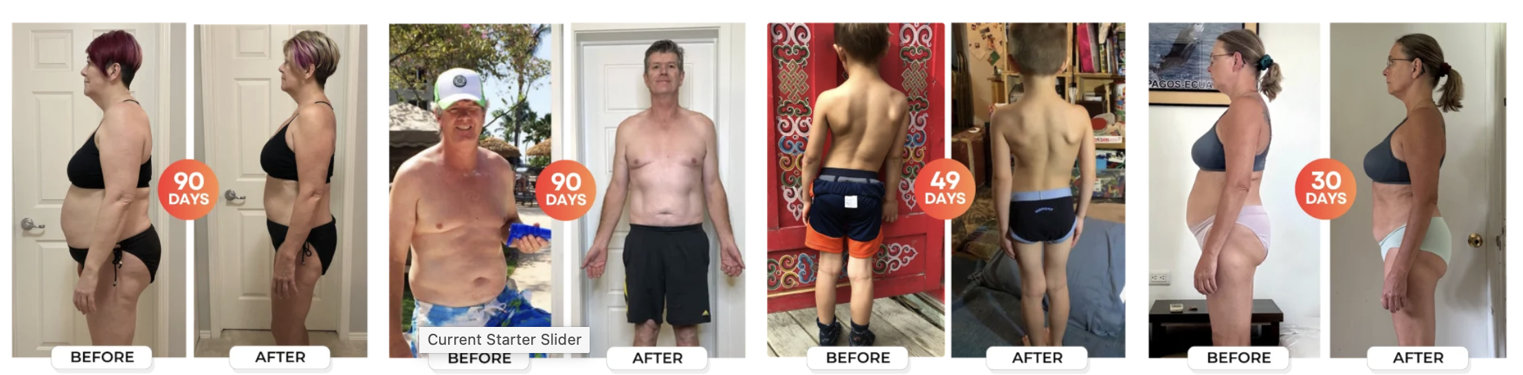 Before-and-after Block Therapy transformations, including posture and body composition changes